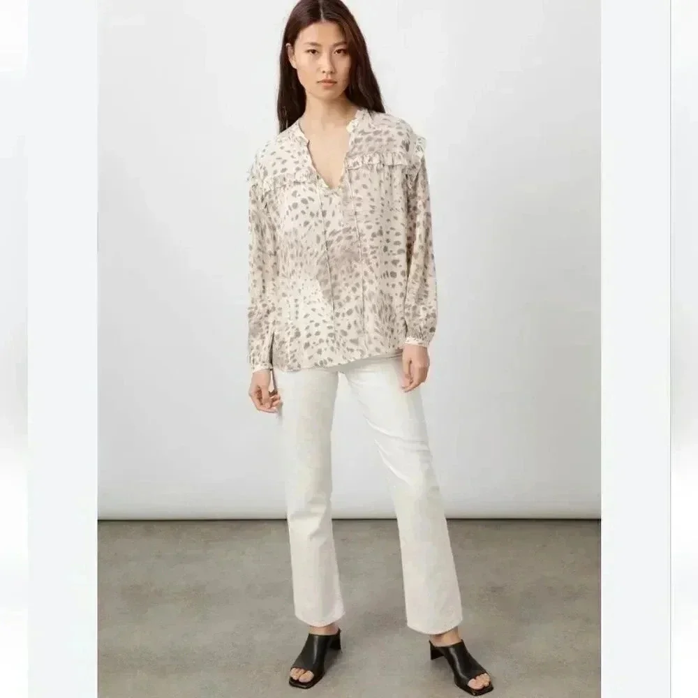 Rails Lydia Puma Animal Print Long Sleeve Lightweight Top Blouse M